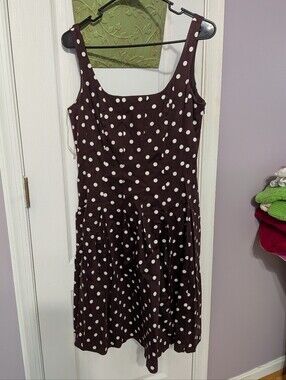 American Living Brown Dress with White Polka Dots